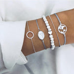 Multiple Styles Beads Bracelet Set For Women Bohemian Marble Stone Handmade Tassel Rope Chain Bracelets Party Jewelry
