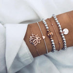 Multiple Styles Beads Bracelet Set For Women Bohemian Marble Stone Handmade Tassel Rope Chain Bracelets Party Jewelry