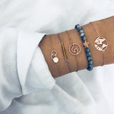 Multiple Styles Beads Bracelet Set For Women Bohemian Marble Stone Handmade Tassel Rope Chain Bracelets Party Jewelry