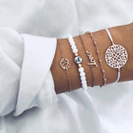 Multiple Styles Beads Bracelet Set For Women Bohemian Marble Stone Handmade Tassel Rope Chain Bracelets Party Jewelry