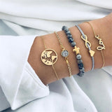 Multiple Styles Beads Bracelet Set For Women Bohemian Marble Stone Handmade Tassel Rope Chain Bracelets Party Jewelry