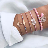 Multiple Styles Beads Bracelet Set For Women Bohemian Marble Stone Handmade Tassel Rope Chain Bracelets Party Jewelry