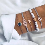Multiple Styles Beads Bracelet Set For Women Bohemian Marble Stone Handmade Tassel Rope Chain Bracelets Party Jewelry