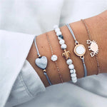 Multiple Styles Beads Bracelet Set For Women Bohemian Marble Stone Handmade Tassel Rope Chain Bracelets Party Jewelry