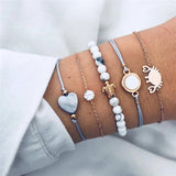 Multiple Styles Beads Bracelet Set For Women Bohemian Marble Stone Handmade Tassel Rope Chain Bracelets Party Jewelry