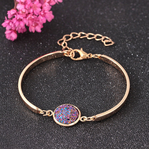 Bracelet Exquisite Fashion Nature Stone Big Druzy Stone Adjustable Golden 1PC Silver Handmade Paillette Valentines Gift